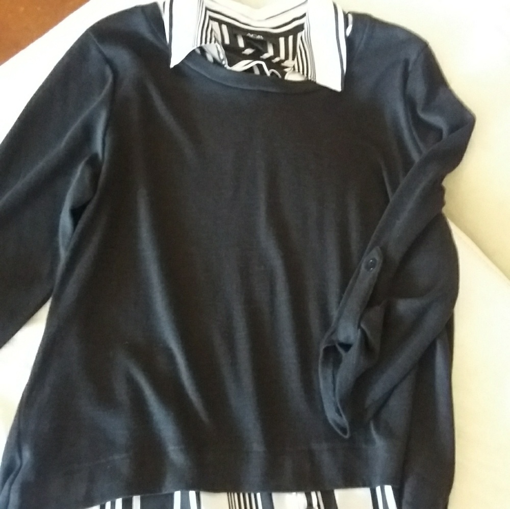 Black sweater,with attached under shirt.